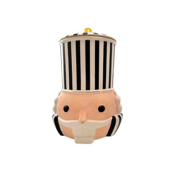 Cookie Jar Nutcracker Ceramic Lidded Container for Holiday Christmas Decor